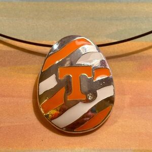 🧡🤍 Silver Power T 🍊 Volunteers Orange & White Sliding Pendant Necklace 🤍🧡